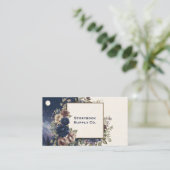 Moody Blue Rose Celestial Night Landscape Split Visitekaartje (Staand voorkant)
