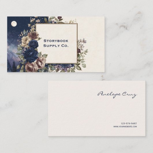 Moody Blue Rose Celestial Night Landscape Split Visitekaartje (Voorkant / Achterkant)