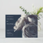 Moody Blue Shabby Chic Rozen Elegant Wedding Kaart (Staand voorkant)