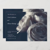 Moody Blue Shabby Chic Rozen Elegant Wedding Kaart (Voorkant / Achterkant)