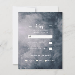 Moody Blue Sky Clouds Celestial Wedding RSVP Kaart