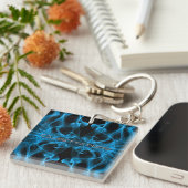 Moody Blue Smoke Custom Abstract Art Sleutelhanger (Voorkant Rechts)