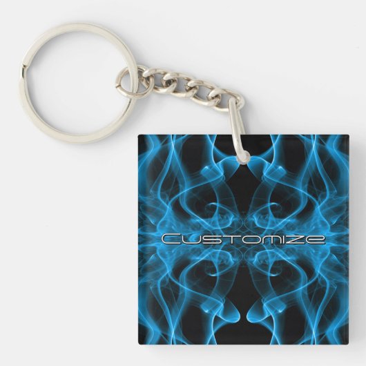 Moody Blue Smoke Custom Abstract Art Sleutelhanger (Voorkant)