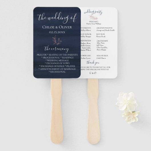 Moody Blue Trouwprogramma Handwaaier (Voorkant en achterkant)