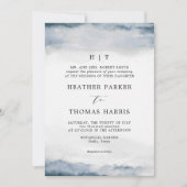 Moody Blue Waterverf Classic Elegant Bruiloft Kaart (Voorkant)