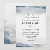 Moody Blue Waterverf Classic Elegant Bruiloft Kaart