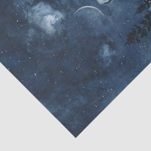 Moody blue waterverf maangodin ontkoppeling tissuepapier (Detail)