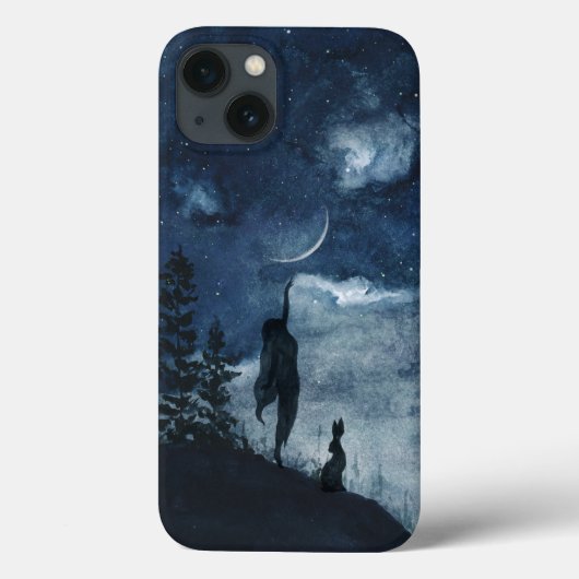 Moody blue waterverf Moeddess woud hare Case-Mate iPhone Case (Achterkant)
