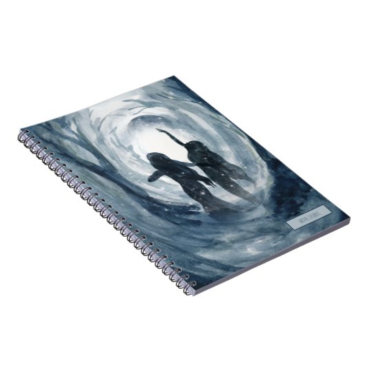 Moody blue waterverf Moon goddesses gepersonalisee Notitieboek (Rechterzijde)