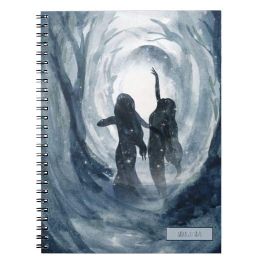 Moody blue waterverf Moon goddesses gepersonalisee Notitieboek (Voorkant)