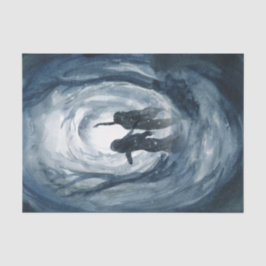 Moody blue waterverf Moon godin ontkoppeling Tissuepapier