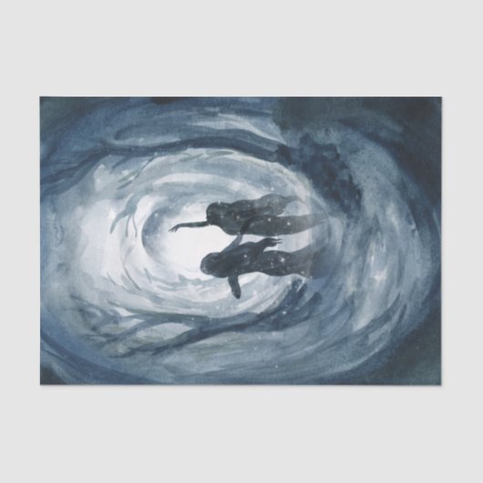 Moody blue waterverf Moon godin ontkoppeling Tissuepapier (Voorkant)