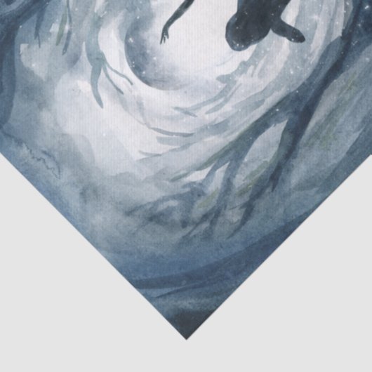 Moody blue waterverf Moon godin ontkoppeling Tissuepapier (Detail)