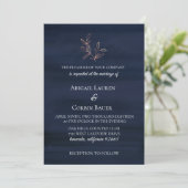 Moody Blue Waterverf Wedding Invitation Kaart (Staand voorkant)