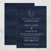 Moody Blue Waterverf Wedding Invitation Kaart (Voorkant / Achterkant)