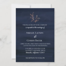 Moody Blue Waterverf Wedding Invitation