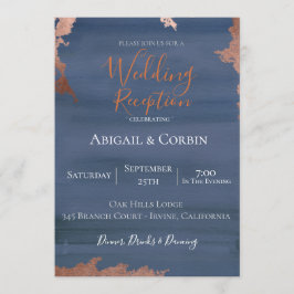 Moody Blue Wedding Reception Invitation Kaart