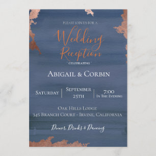 Moody Blue Wedding Reception Invitation Kaart