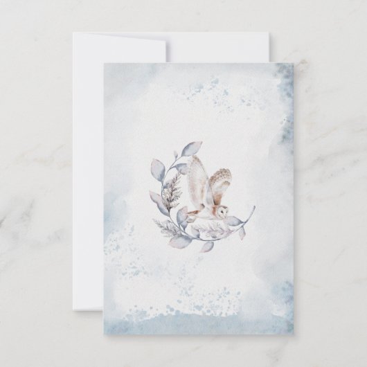 Moody Blue Winter Waterverf Bloemen RSVP Kaart (Achterkant)