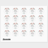 Moody Blush Rose Floral Wedding Thank You Ronde Sticker (Vel)