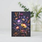 Moody boeket zwart geel paarse bloemen briefkaart (Staand voorkant)