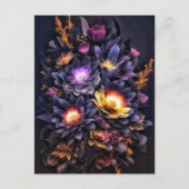Moody boeket zwart geel paarse bloemen briefkaart (Voorkant)
