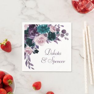 Moody Boho   Aardappelboom Paarse Floral Wedding Servet