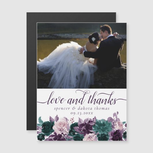 Moody Boho | Aubergine Blauwgroen foto dank u magn (Voorkant / Achterkant)