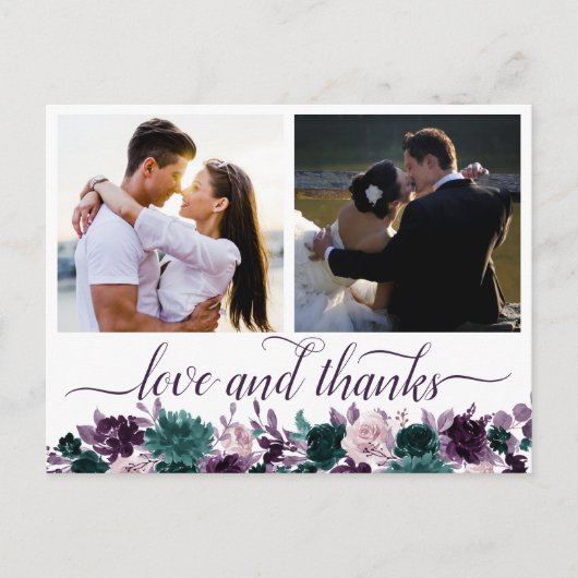 Moody Boho | Aubergine Paarse 2 foto dank u Briefkaart (Voorkant)