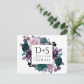 Moody Boho | Aubergine Paarse Blauwgroen Save the Aankondigingskaart (Staand voorkant)