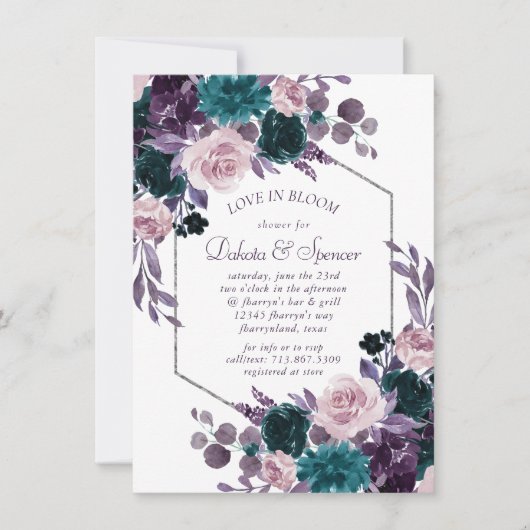 Moody Boho | Aubergine Paarse bloemig Vrijgezellen Kaart (Voorkant)