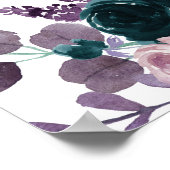 Moody Boho | Aubergine Paarse Bloemige Quinceanera Poster (Hoek)