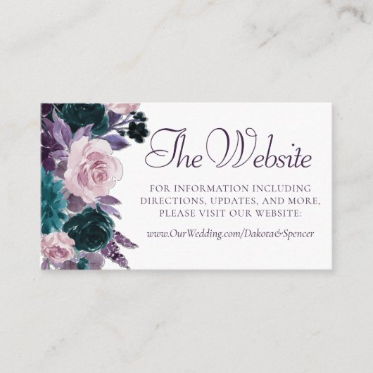 Moody Boho | Aubergine Paarse donkere bloemen Webs Informatiekaartje (Voorkant)