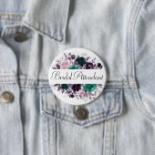 Moody Boho | Aubergine Paarse en Blauwgroen bruids Ronde Button 7,6 Cm (In situ)
