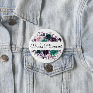 Moody Boho   Aubergine Paarse en Blauwgroen bruids Ronde Button 7,6 Cm