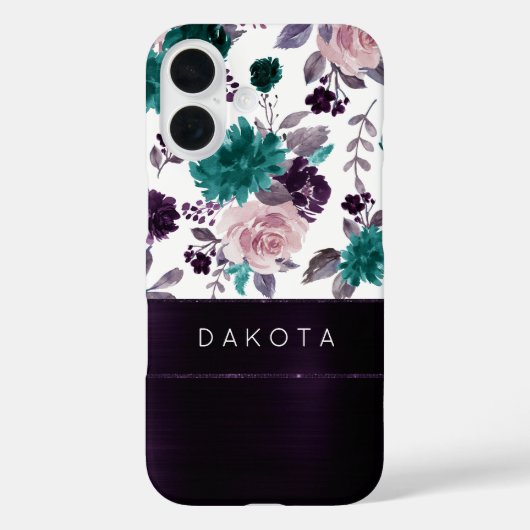 Moody Boho | Aubergine Paarse en Blauwgroen Custom Case-Mate iPhone Case (Achterkant)
