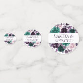 Moody Boho | Aubergine Paarse en Blauwgroen Custom Confetti (Voorkanten)