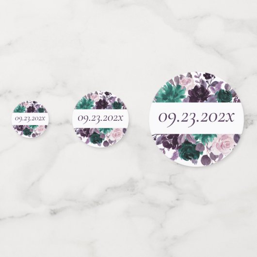 Moody Boho | Aubergine Paarse en Blauwgroen Custom Confetti (Achterkanten)