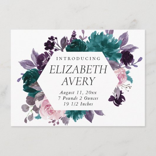 Moody Boho | Aubergine Paarse en Blauwgroen foto G Aankondiging (Voorkant)