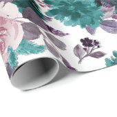Moody Boho | Aubergine Paarse en Blauwgroen Roos P Cadeaupapier (Rol Hoek)