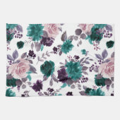 Moody Boho | Aubergine Paarse en Blauwgroen Roos P Theedoek (Horizontaal)