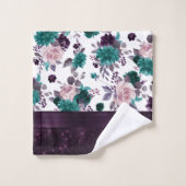 Moody Boho | Aubergine Paarse en Blauwgroen Roos S Bad Handdoek (Wasdoekje)