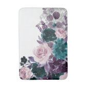 Moody Boho | Aubergine Paarse en Blauwgroen Roos S Badmat (Voorkant Verticaal)