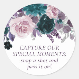 Moody Boho | Aubergine Paarse wegwerpcamera Ronde Sticker