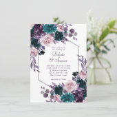 Moody Boho | Aubergine Paarse zilver Lijst boeket Kaart (Staand voorkant)