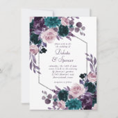 Moody Boho | Aubergine Paarse zilver Lijst boeket Kaart (Voorkant)