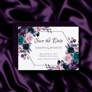 Moody Boho   Aubergine Paarse zilveren Lijsten boe Save The Date