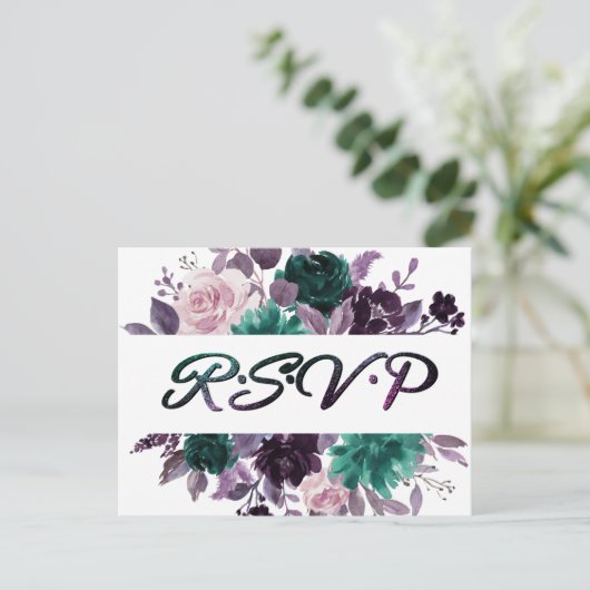 Moody Boho | Aubergine — RSVP Entree Response Briefkaart (Staand voorkant)