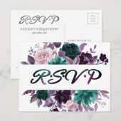 Moody Boho | Aubergine — RSVP Entree Response Briefkaart (Voorkant / Achterkant)