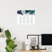 Moody Boho | Blauwgroen Bloemen Boeketten Zitkaart Poster (Thuiskantoor)